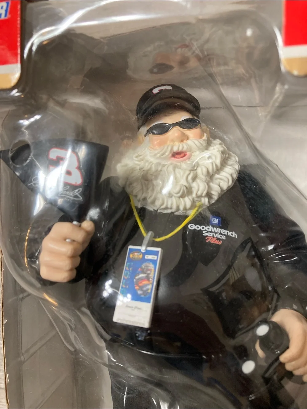 Nascar Dale Earnhardt Black #3 Santa Figurine with Flag